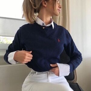 Vtg Polo Ralph Lauren 100% cotton long sleeve slouchy knit sweater navy size XXL